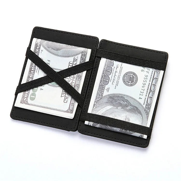 PU leather magic flip card holder wallet with zipper coin purse in multiple colours