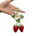 Handmade strawberry car pendant woven from cotton and hemp materials