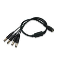 Black DC 1-to-4 monitoring power cord with 5.5mm connectors for CCTV security systems