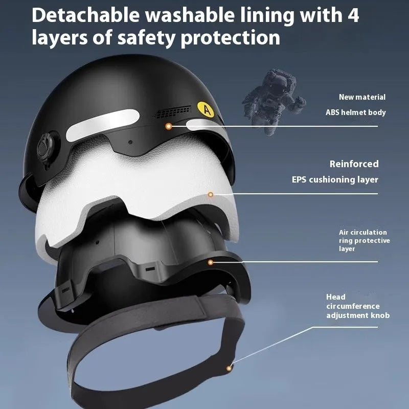 3C certified electric motorcycle helmet with polypropylene shell and sun protection visor in various colours