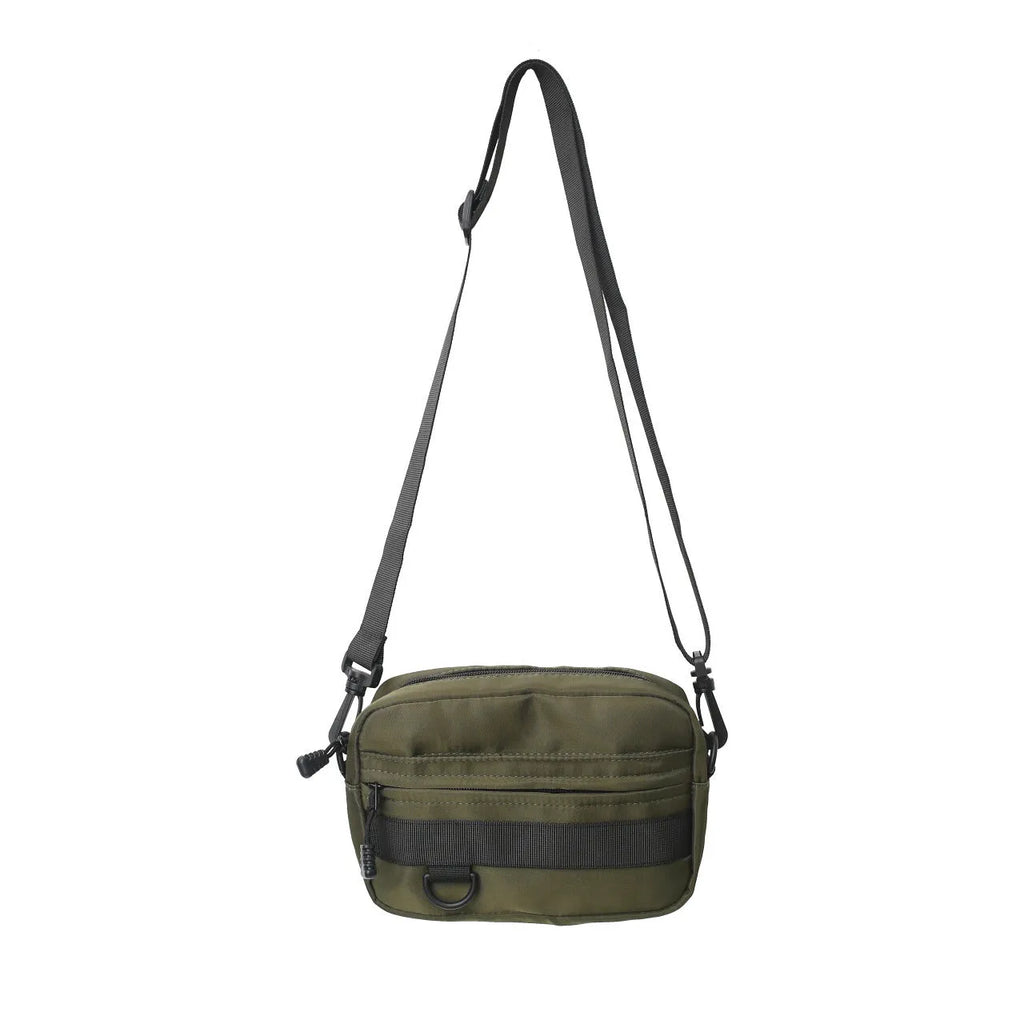 Men's street style nylon messenger bag with crossbody strap in solid colour
