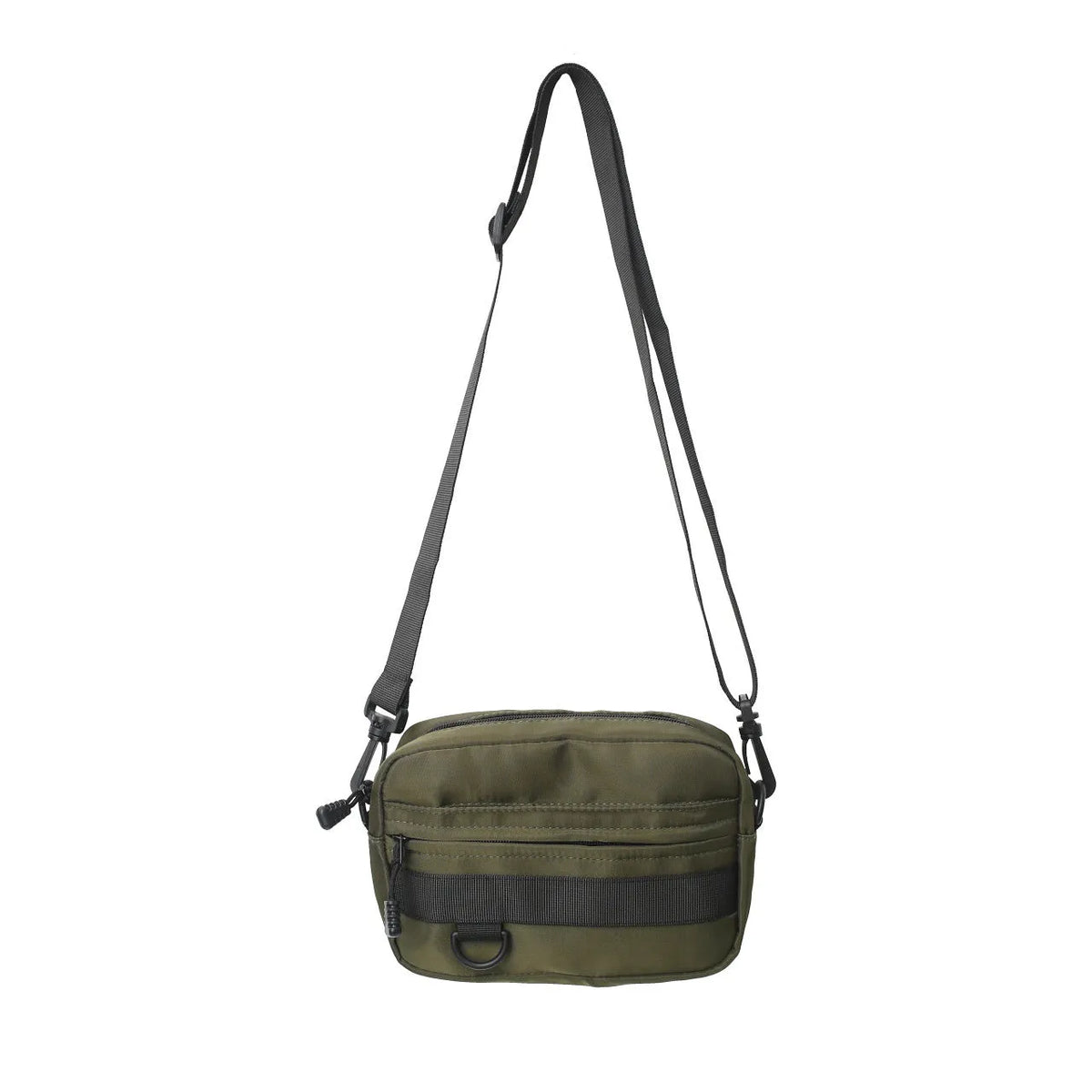 Men's street style nylon messenger bag with crossbody strap in solid colour