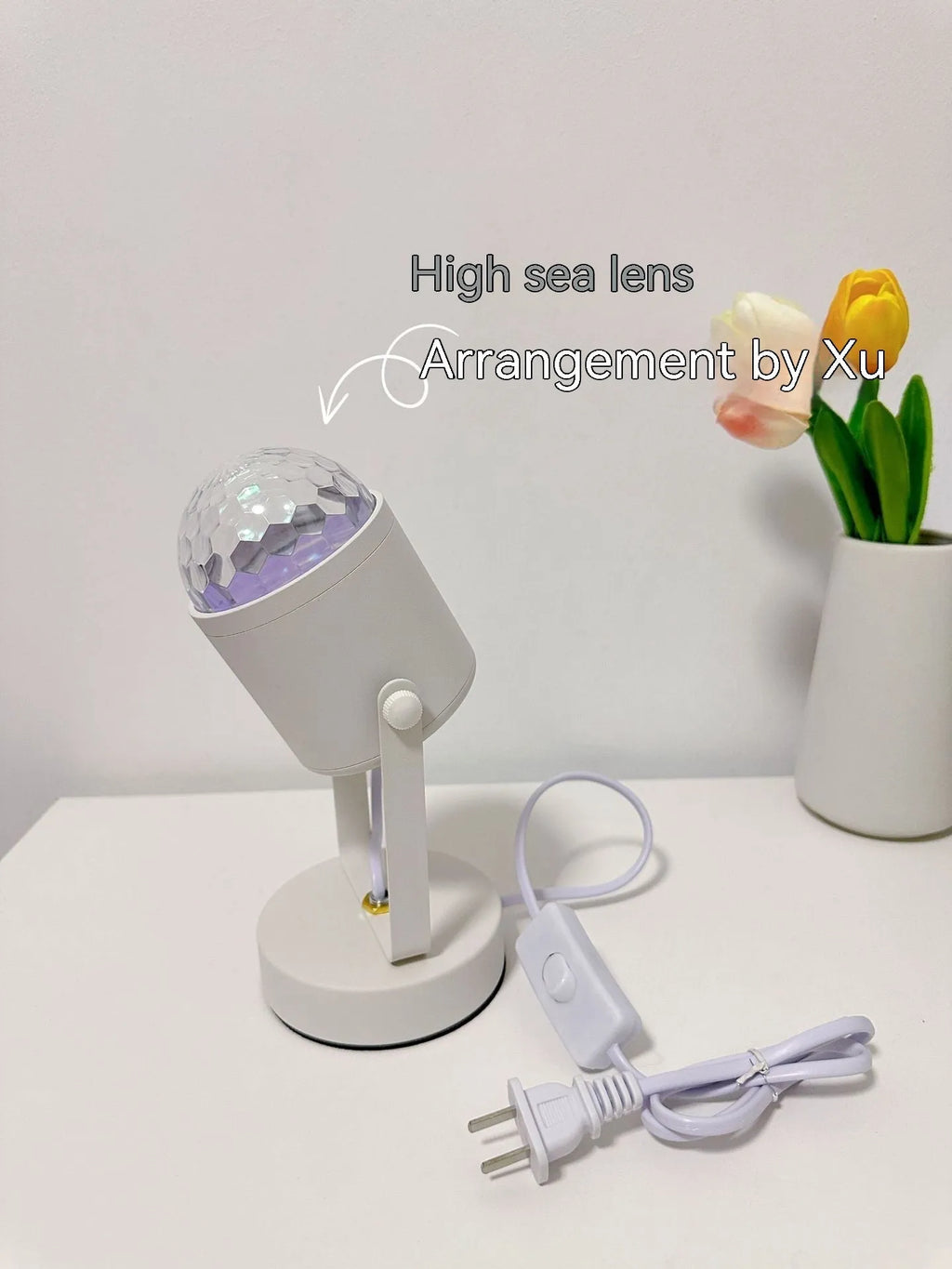 Dynamic water ripple ambience light table lamp on desktop with ceiling mount option