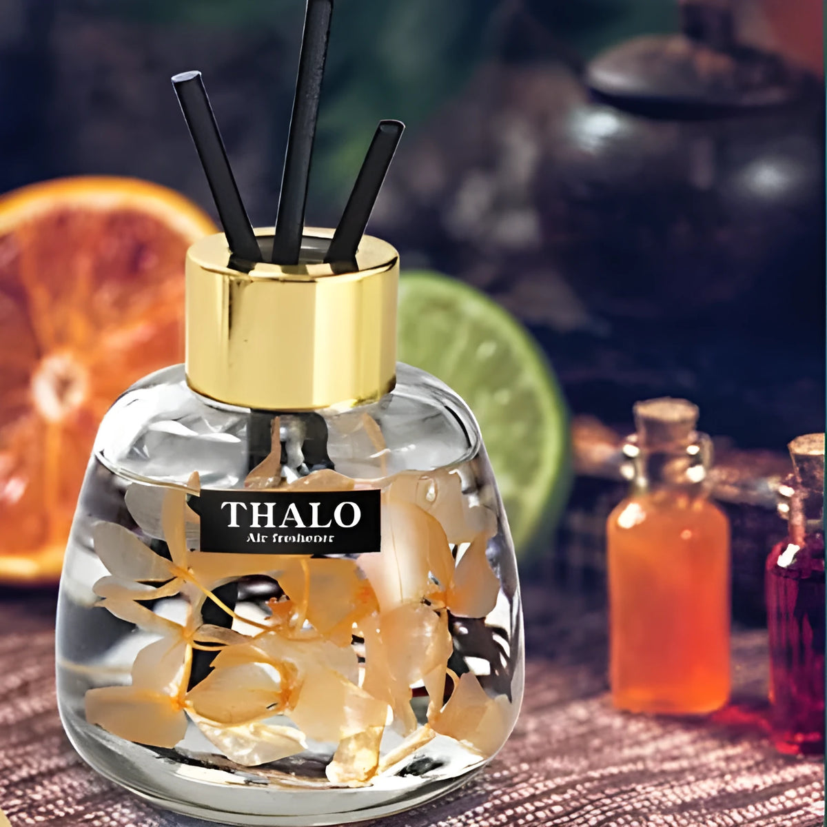 Handmade blown glass car perfume ornament with loose incense in bottle shape