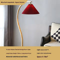 Vertical wooden table lamp with retro design in log white finish showing three colour light settings