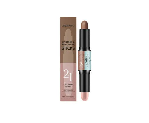 2-in-1 outline highlighter stick for brows and highlighting in three natural shades