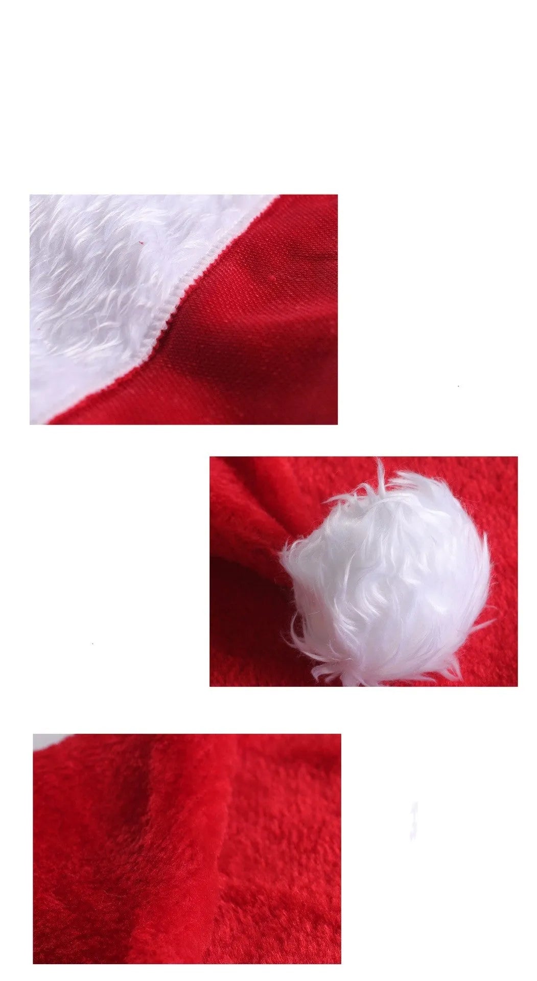 Red and white plush LED Santa hat with pom-pom and multi-colour twinkling lights on model.