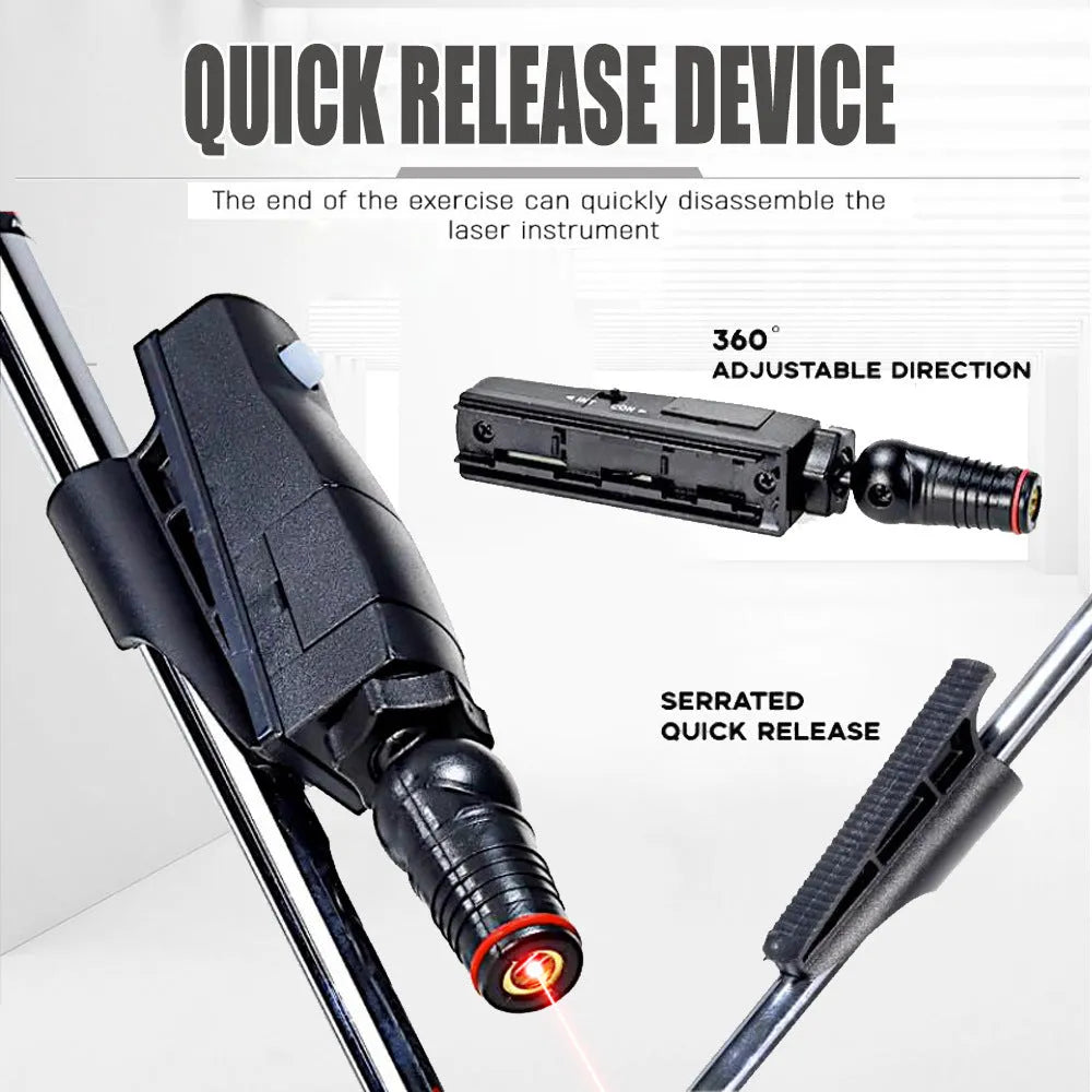 Black golf putting laser aiming instrument attached to putter for alignment practice