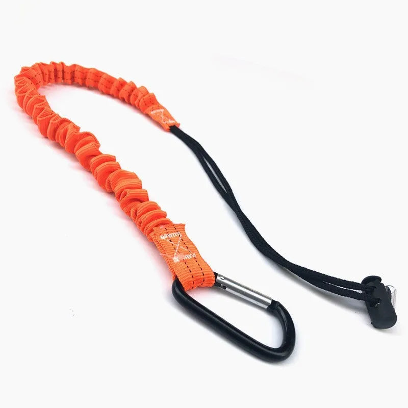 Orange fishing rod safety rope measuring 90cm with connection clips for fall protection