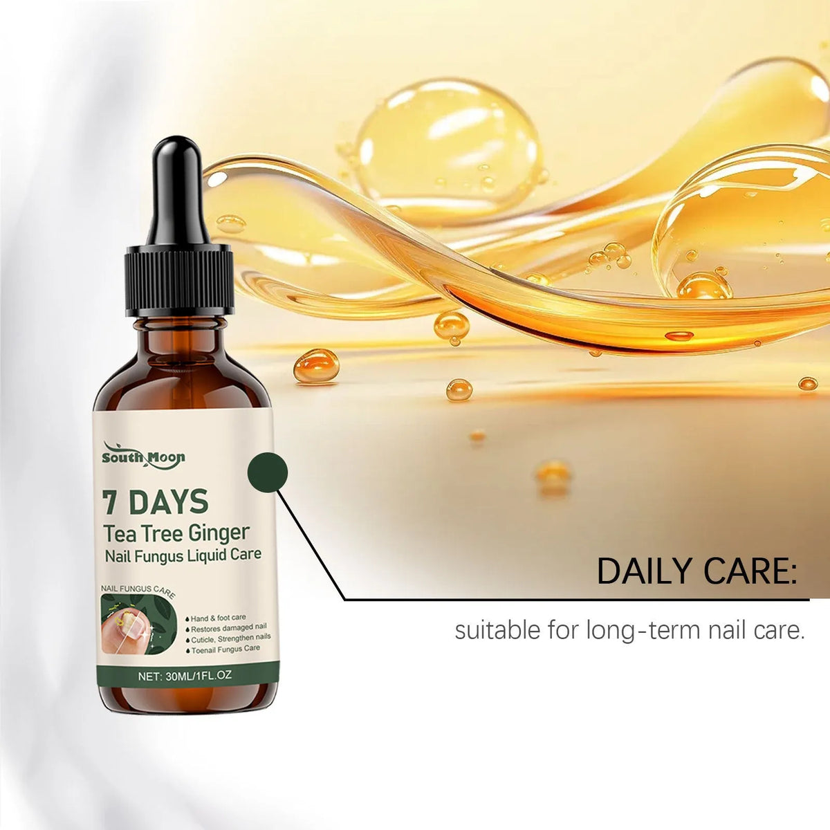 30ml bottle of daily nail care solution for mild brightening and nourishing nail appearance improvement