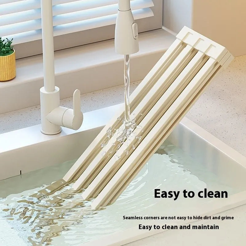 Milky white 304 stainless steel foldable kitchen draining rack