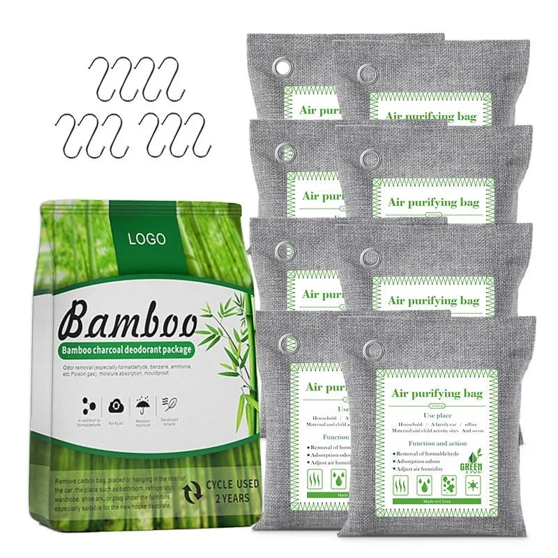 Bamboo charcoal wrapped activated carbon bags for formaldehyde removal in 100g, 200g and 500g sewing styles