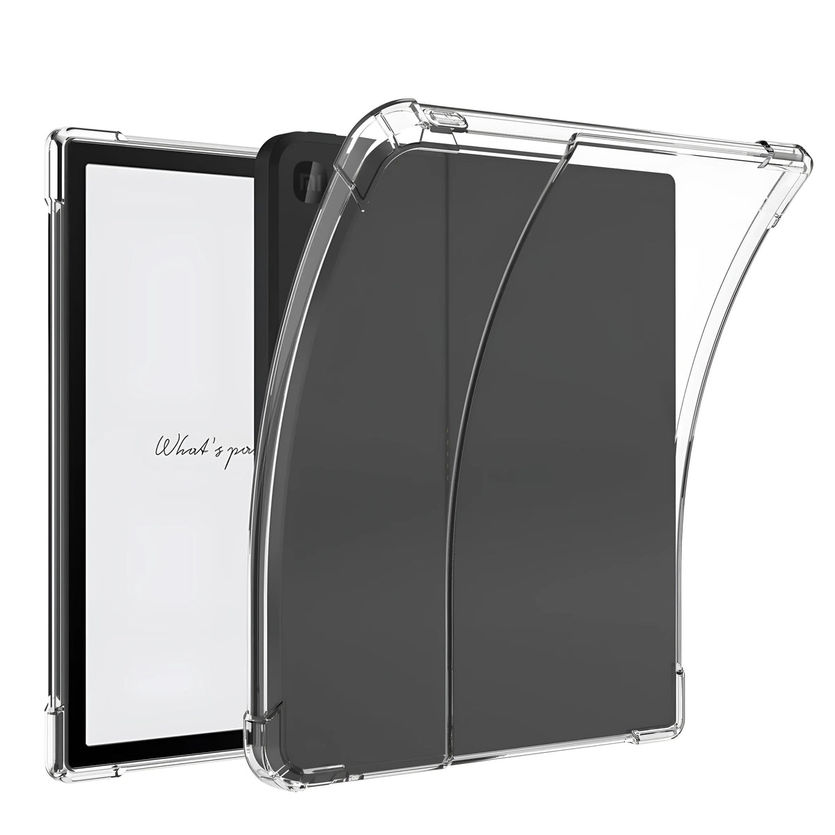 Transparent airbag protective phone case for 7-inch Xiaomi device showing shockproof TPU construction
