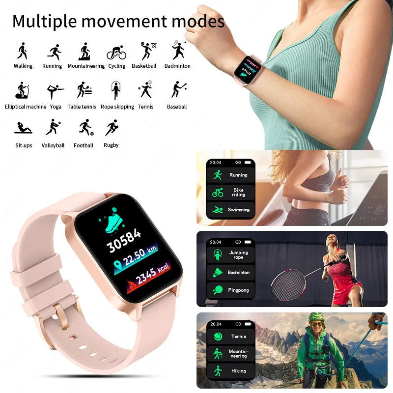 Smart health detection watch with colour TFT screen showing heart rate and blood pressure metrics