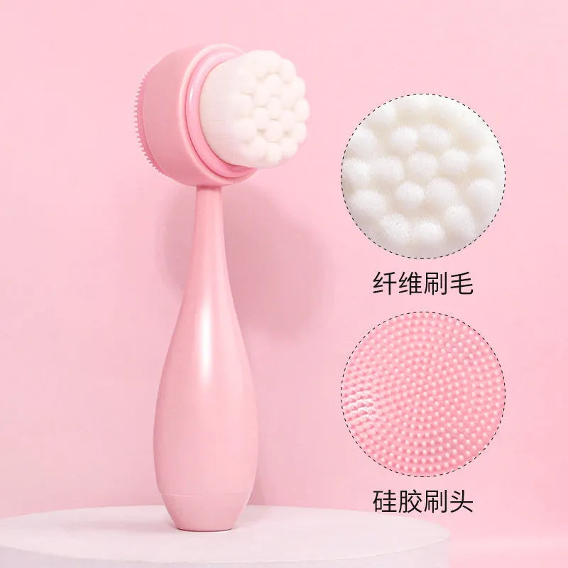 Facial brush and coral fleece hair band set in purple, gray, white or pink colours