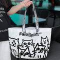Blue woven snakeskin design waterproof handbag with colour printing for clothing and cosmetics storage
