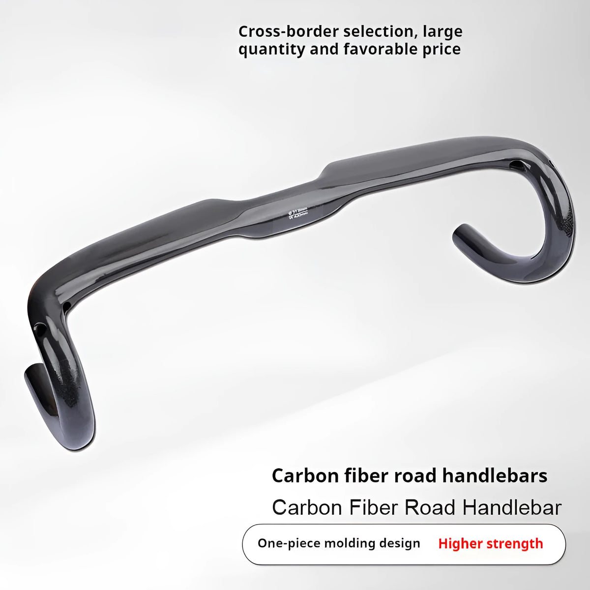 Carbon fibre road bicycle drop handlebar in black, grey, and silver UD finish