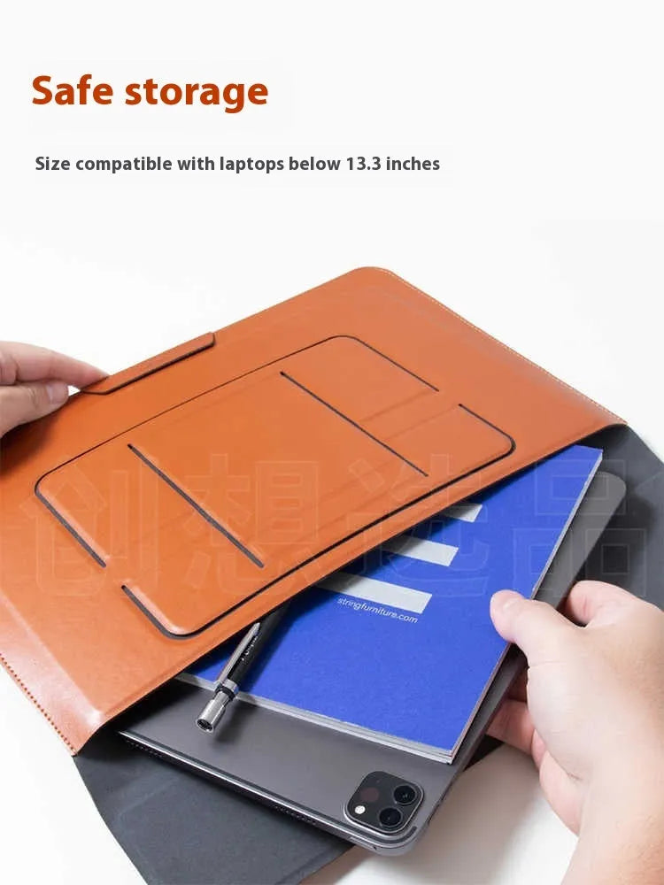 13.3-inch black and brown laptop bracket bag with dual-angle adjustable stand for business professionals