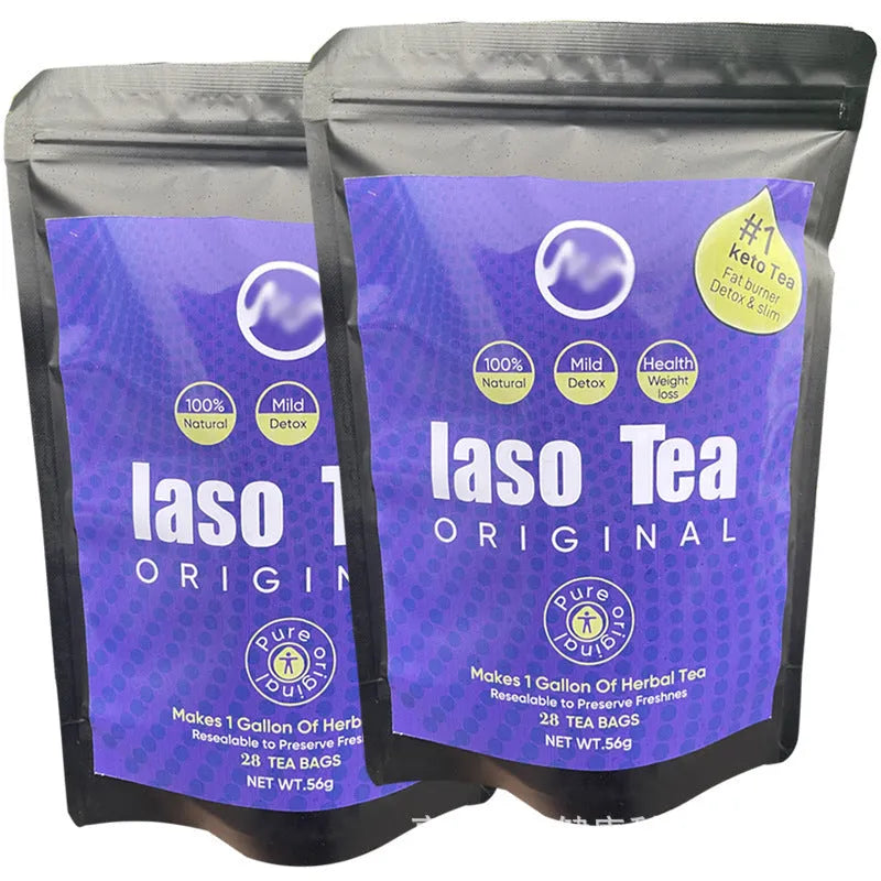 A single bag of sugar-free instant slimming tea powder with cold soaking preparation.