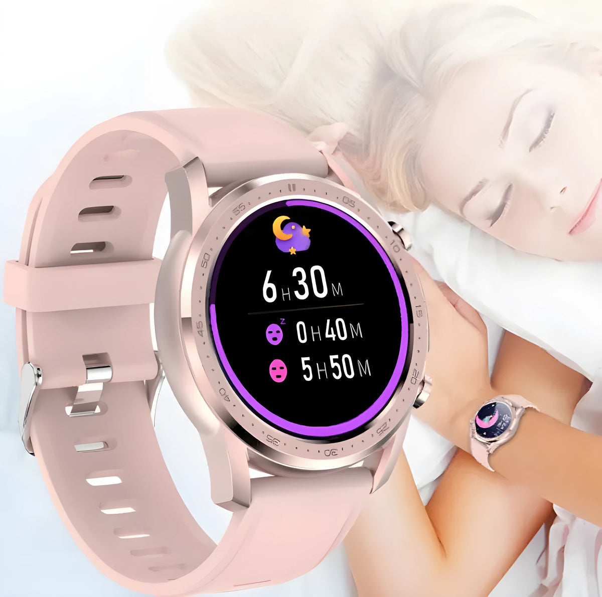 Youth2 smart bracelet with body temperature monitoring on wrist showing 1.3-inch screen