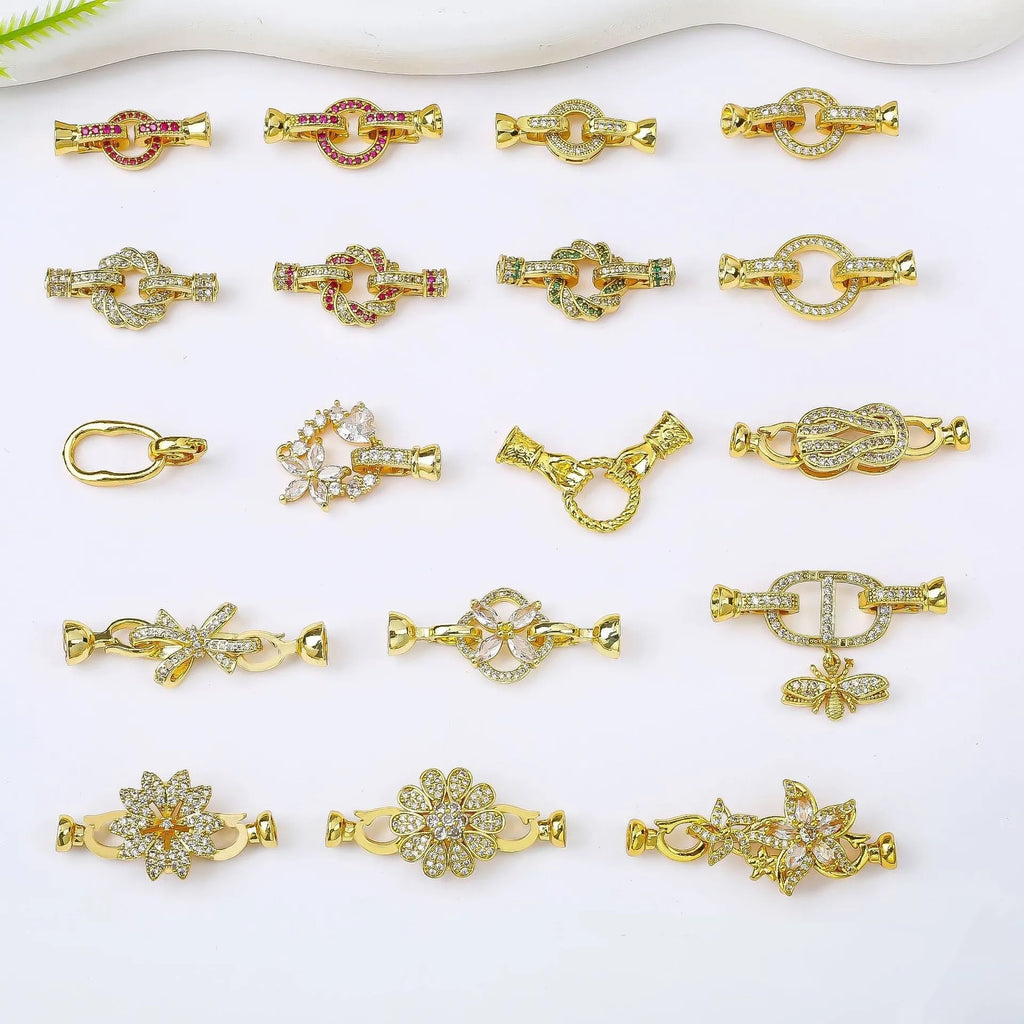 Small gold plated metal chain buckle for DIY jewellery making with three colour options