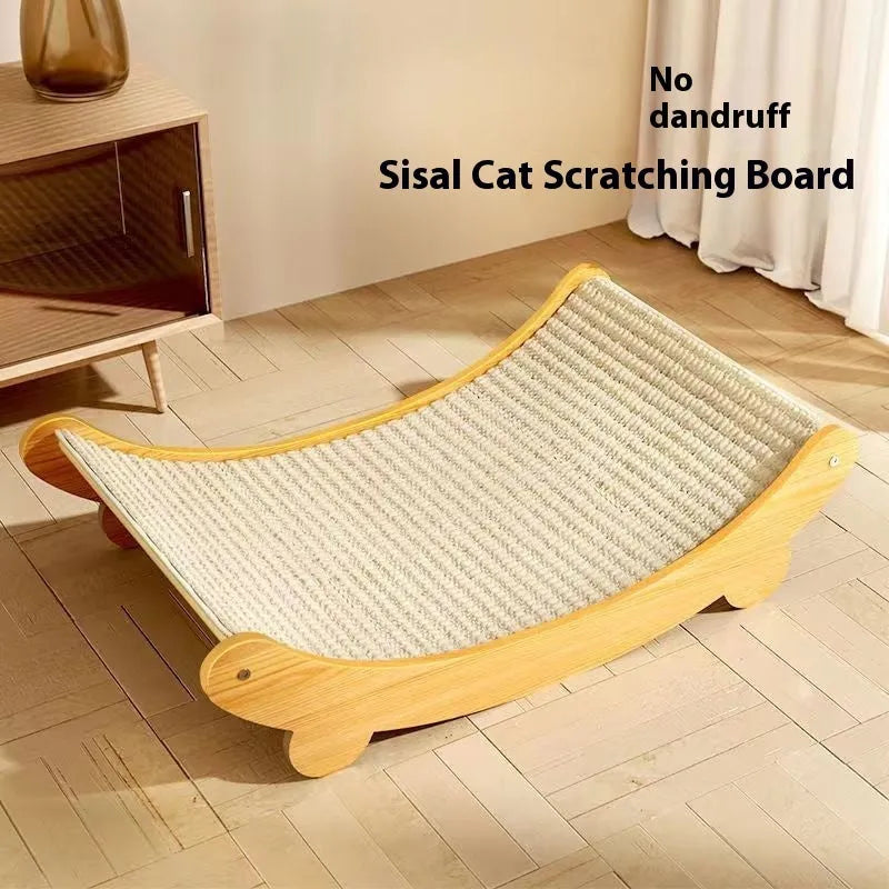 Natural beige sisal cat scratch board with woven texture for claw scratching