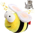 Yellow bee-shaped flannelette cat toy with electronic motion-activated squeaking sound