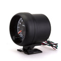 Black plastic automotive tachometer with blue indicator light for engine RPM measurement.