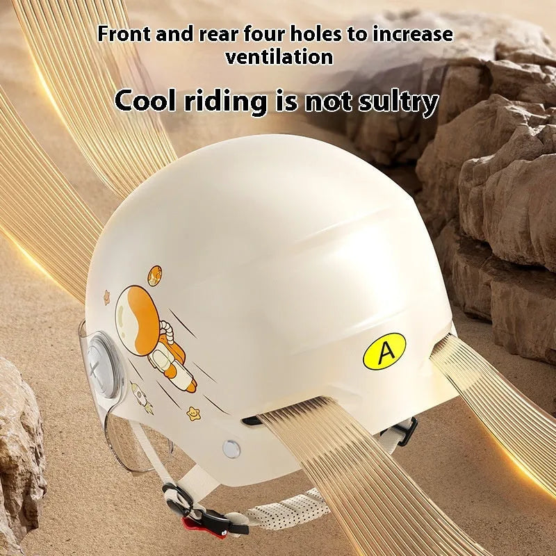 Motorcycle half helmet in black or khaki with ABS construction and lens options for commuting