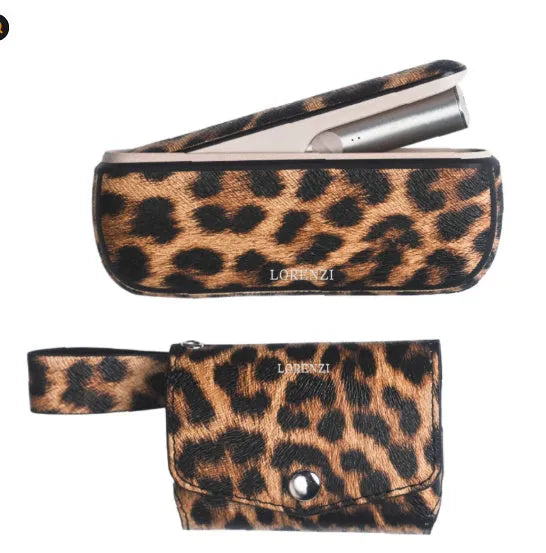 Protective storage bag with padded interior in leopard print or yellow colour options