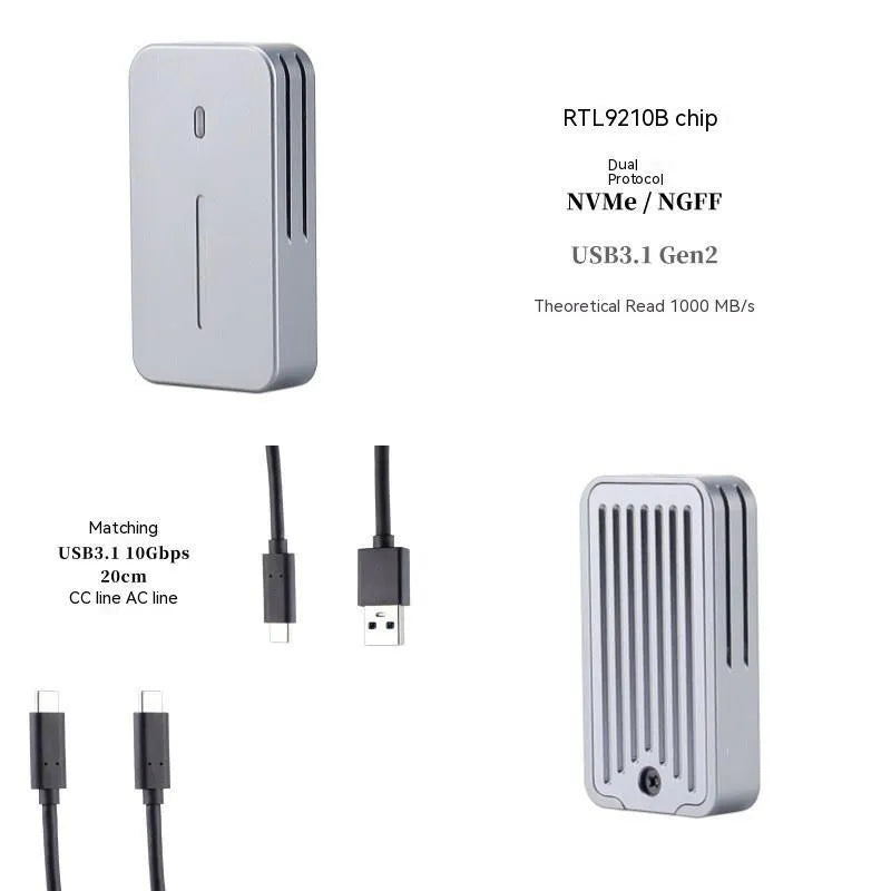 Aluminium dual protocol 10Gbps external SSD enclosure for M.2 solid state drives