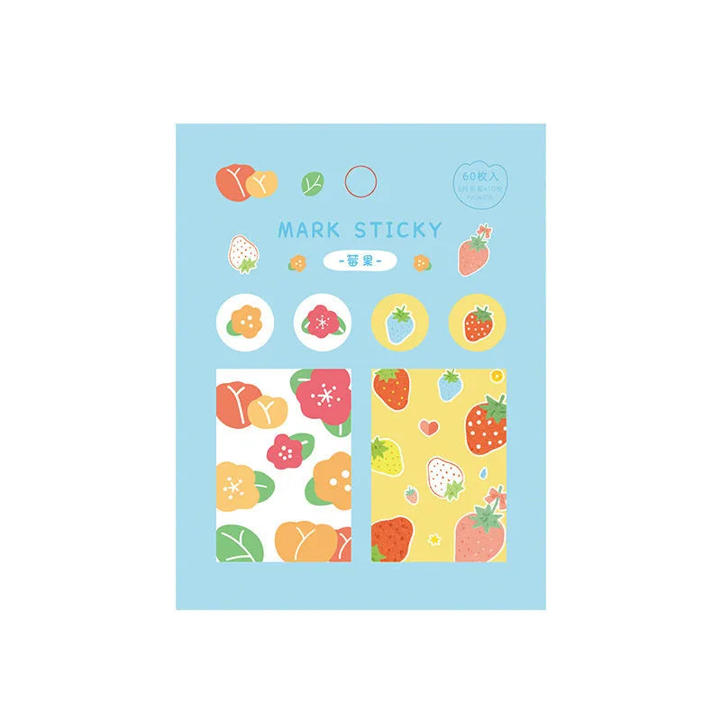 Plastic index stickers in various colours and styles for page marking in notebooks and journals