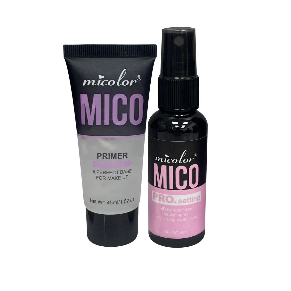 Two-in-one makeup primer and finishing spray kit with 45ml and 40ml bottles