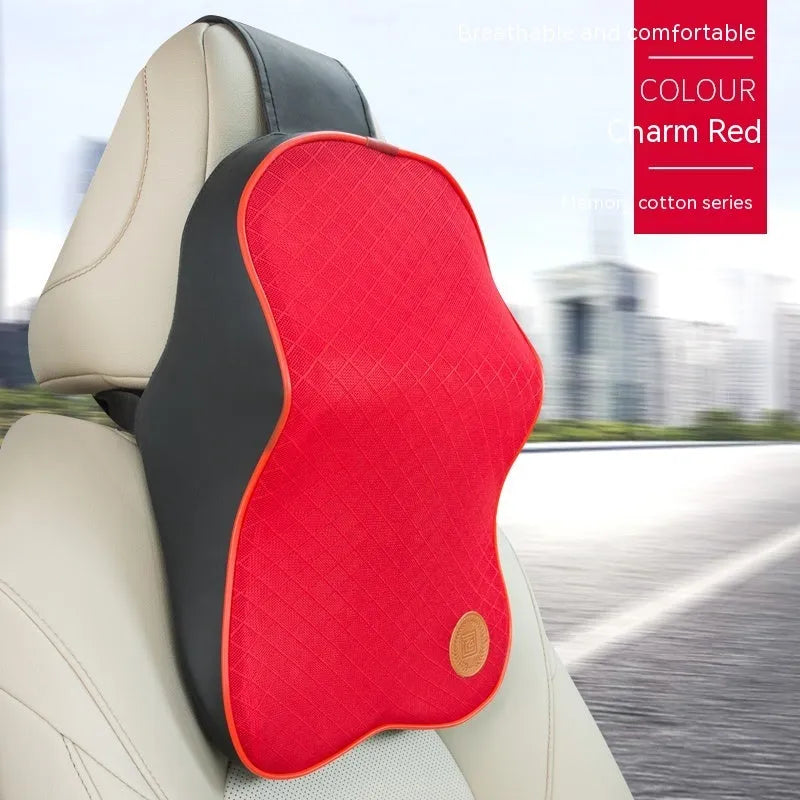 Memory foam car pillow set with headrest and lumbar support in multiple colour options