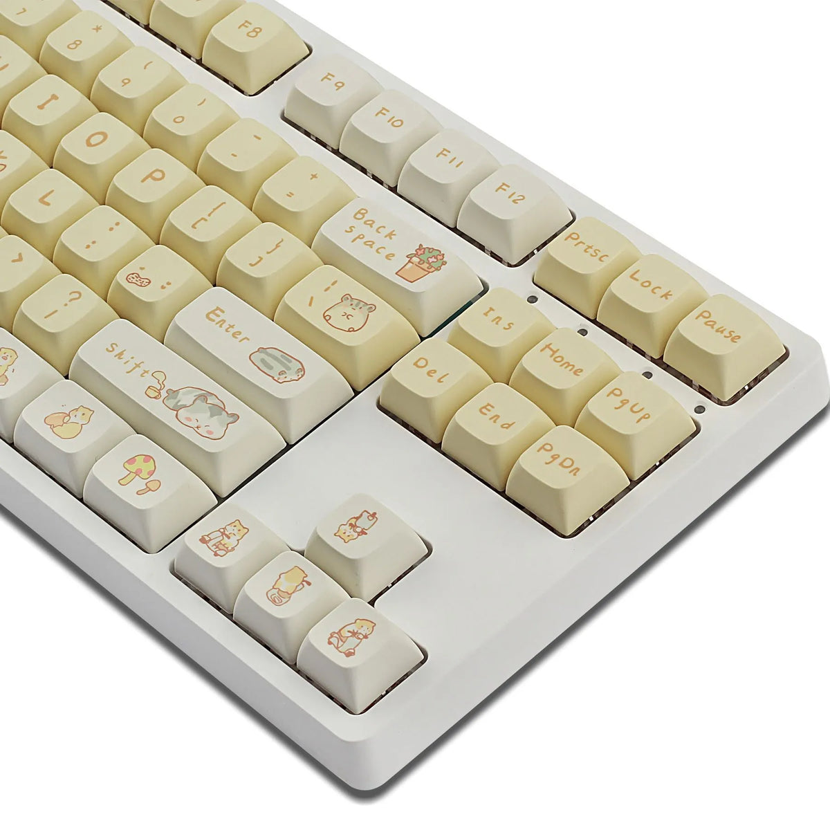 Set of plastic keycaps for mechanical keyboards in mouse grey and yellow colours