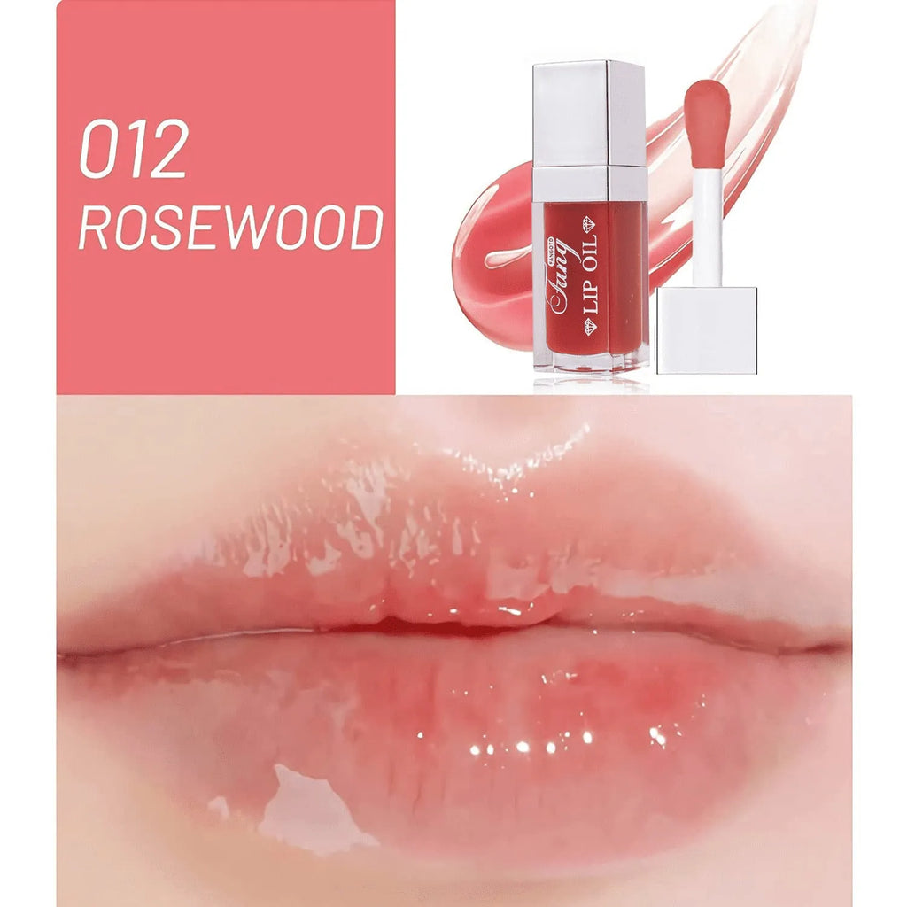 Five colour shades of moisturising lip gloss mint lipstick with lip essence oil.