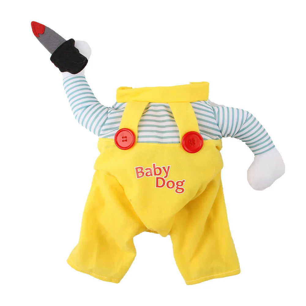 Yellow knife assassin costume clothing for cats in polyester material
