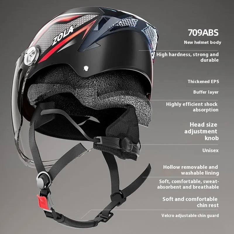 Children's 3C certified half helmet with double mirror sun visor in various colours including black brown khaki pink and white options