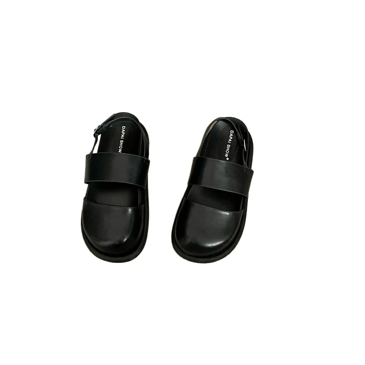 Retro brown women's ankle-strap buckle sandals with a closed toe and microfiber upper.