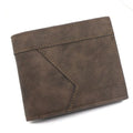 Men's short PU leather wallet, 11.5cm horizontal square, matte rhombus pattern, black brown