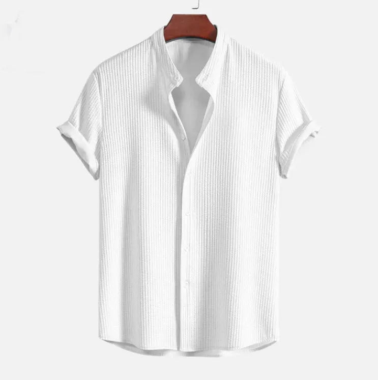 Men's loose fit short sleeve casual shirt in various colours showing summer wear option