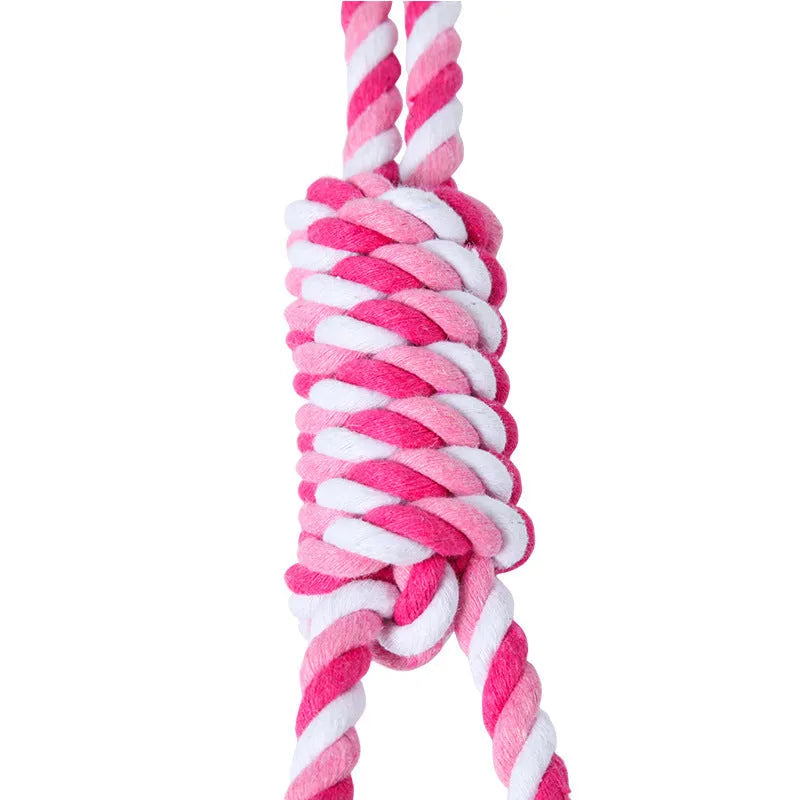 38cm striped cotton rope dog toy in red/white or blue/white patterns