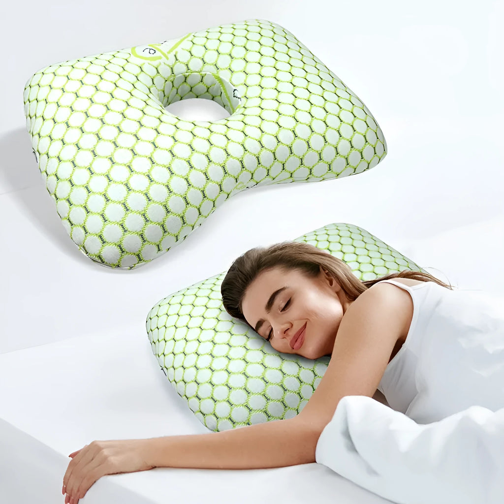 Single hole beauty salon ear pillow in Bohr Gray with New Chinese style pattern, 39x28x6cm size for adult facial support