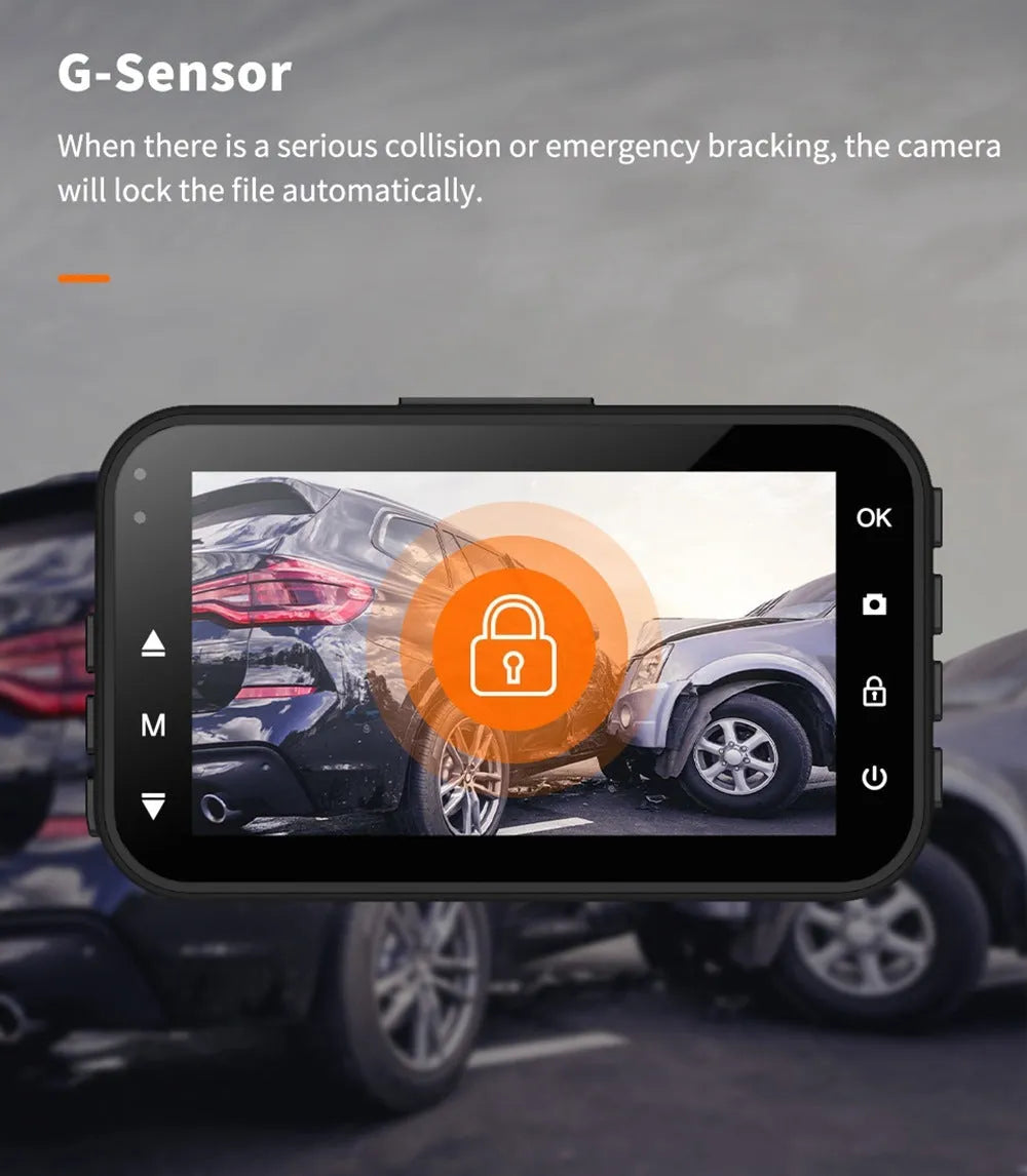 ThiEYE front and rear car dash cam with 3-inch screen, suction mount, and separate waterproof rear camera