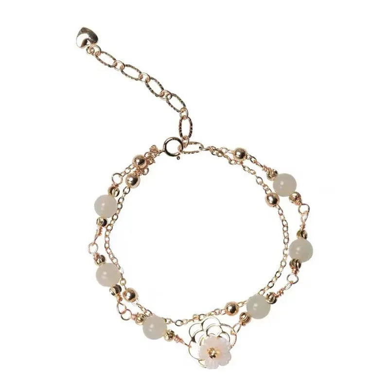 Yellow gold electroplated copper butterfly bracelet with geometric shape for women