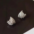 Women's geometric zircon earrings with platinum electroplated finish and line design