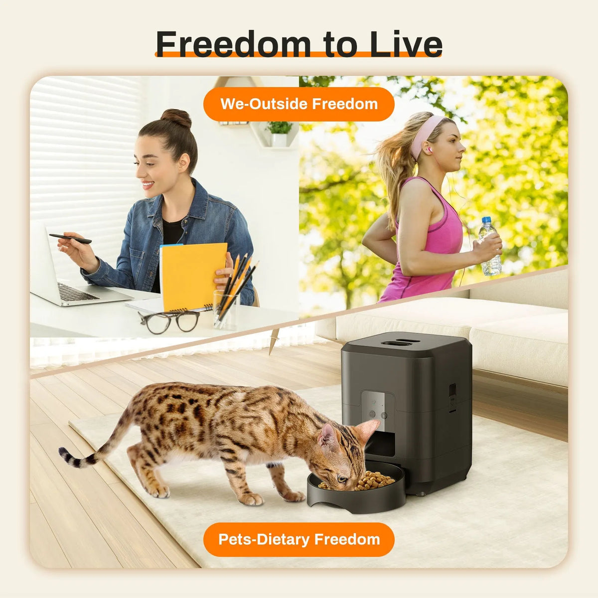 White WiFi automatic pet feeder for cats with remote control and portion management