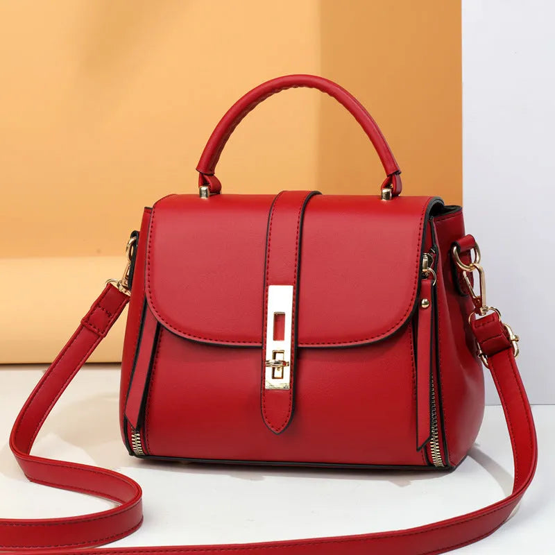 Women's soft PU leather shoulder bag in square vertical messenger style with single strap