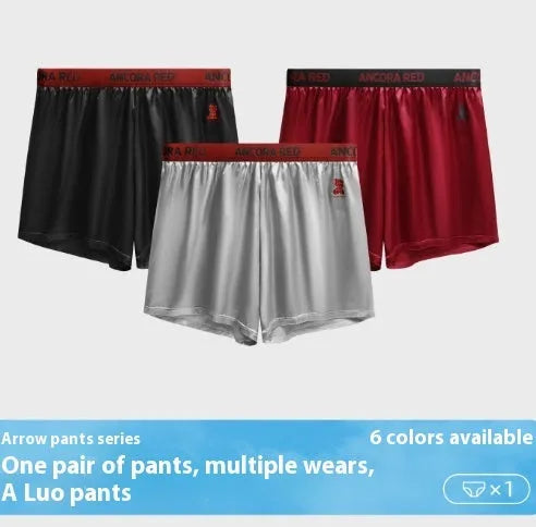 Solid colour men's boxer briefs in polyester knitting available in black, blue, red, silver, purple, brown