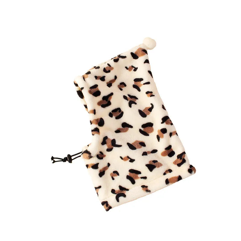 Soft cloth pet headdress with bear or rabbit ears for dogs and cats in leopard print, black, or red.